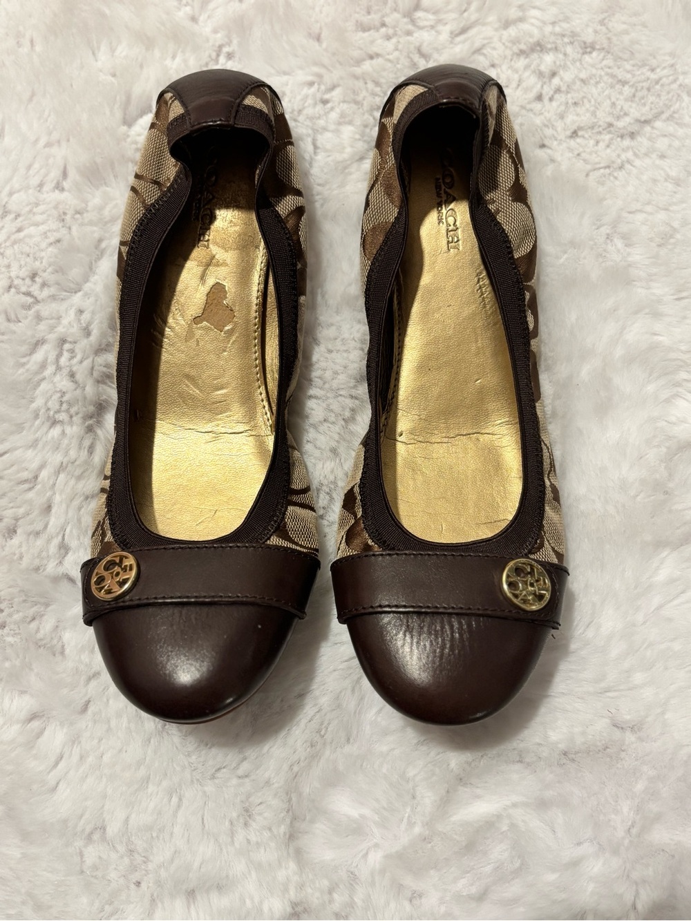 Coach Chelsey Ballet Flats Brown Signature Canvas - Size 7.5 B